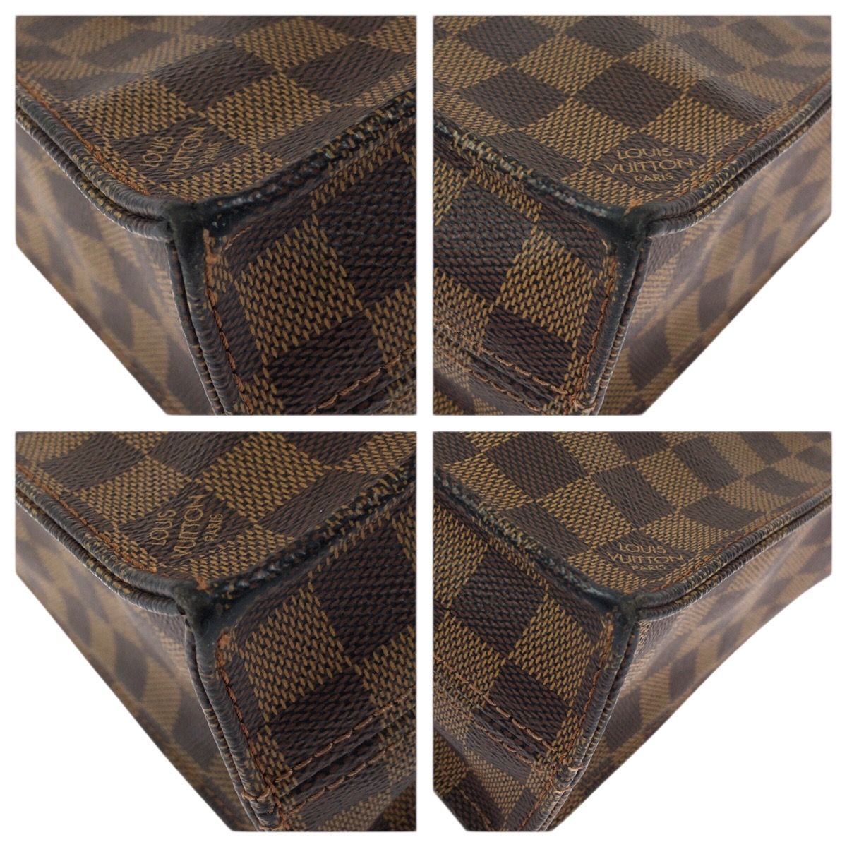 Louis Vuitton Damier Ebene Sac Pura Brown Gold Leather Tote Business — view 3