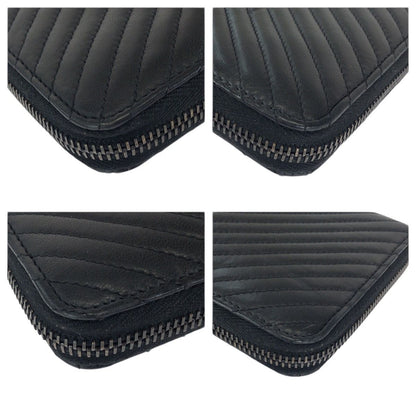Chanel Chez Blanc Stitch CC Logo Black Gunmetal Lambskin Wallet Zip Around — view 4