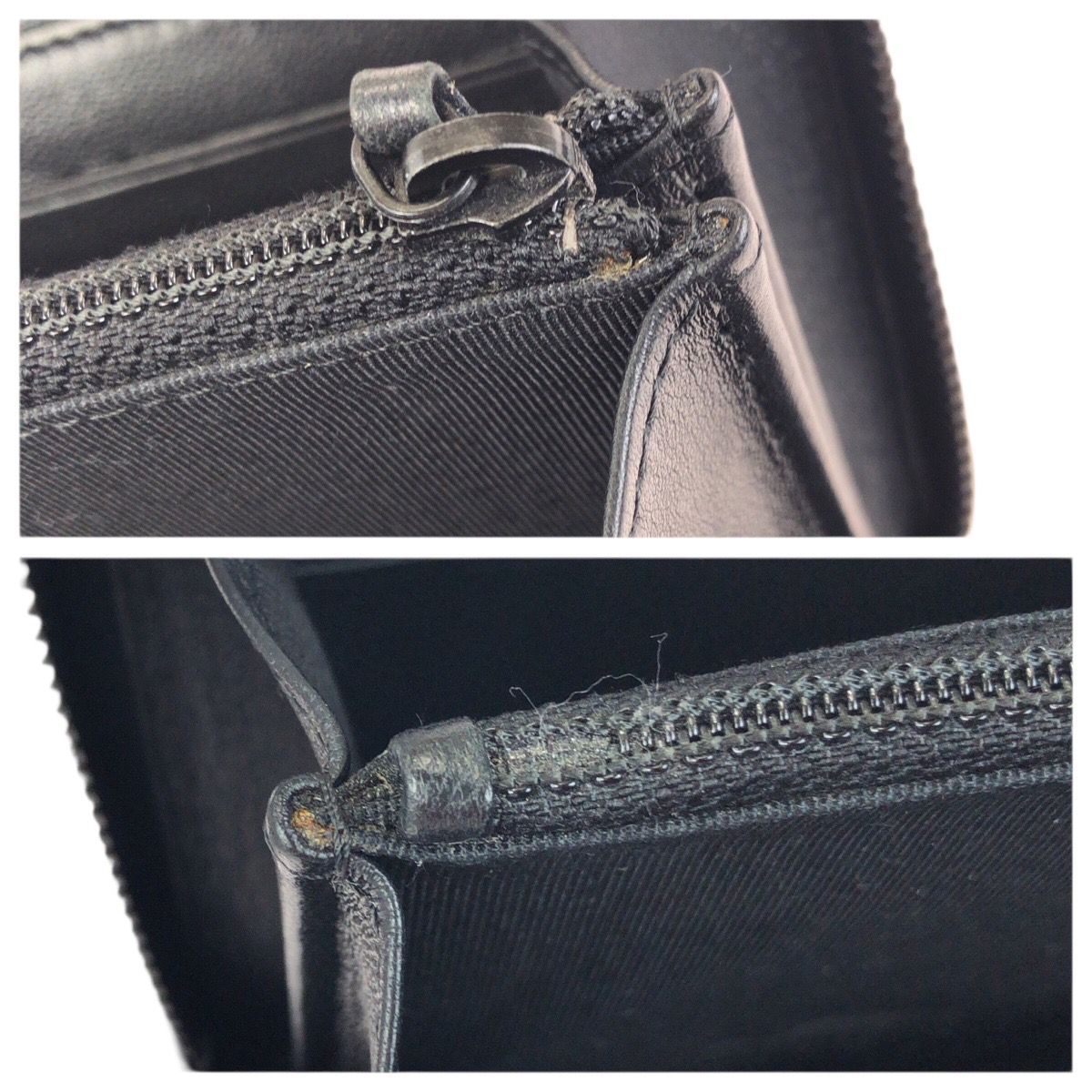 Chanel Chez Blanc Stitch CC Logo Black Gunmetal Lambskin Wallet Zip Around — view 7