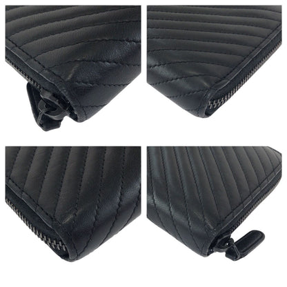 Chanel Chez Blanc Stitch CC Logo Black Gunmetal Lambskin Wallet Zip Around — view 3
