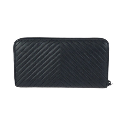 Chanel Chez Blanc Stitch CC Logo Black Gunmetal Lambskin Wallet Zip Around — view 2