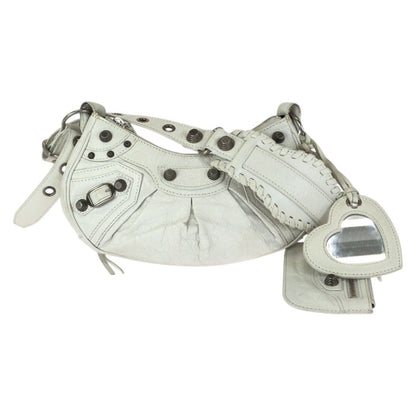 Balenciaga le Cagole XS White Silver Leather Shoulder Bag Pochette
