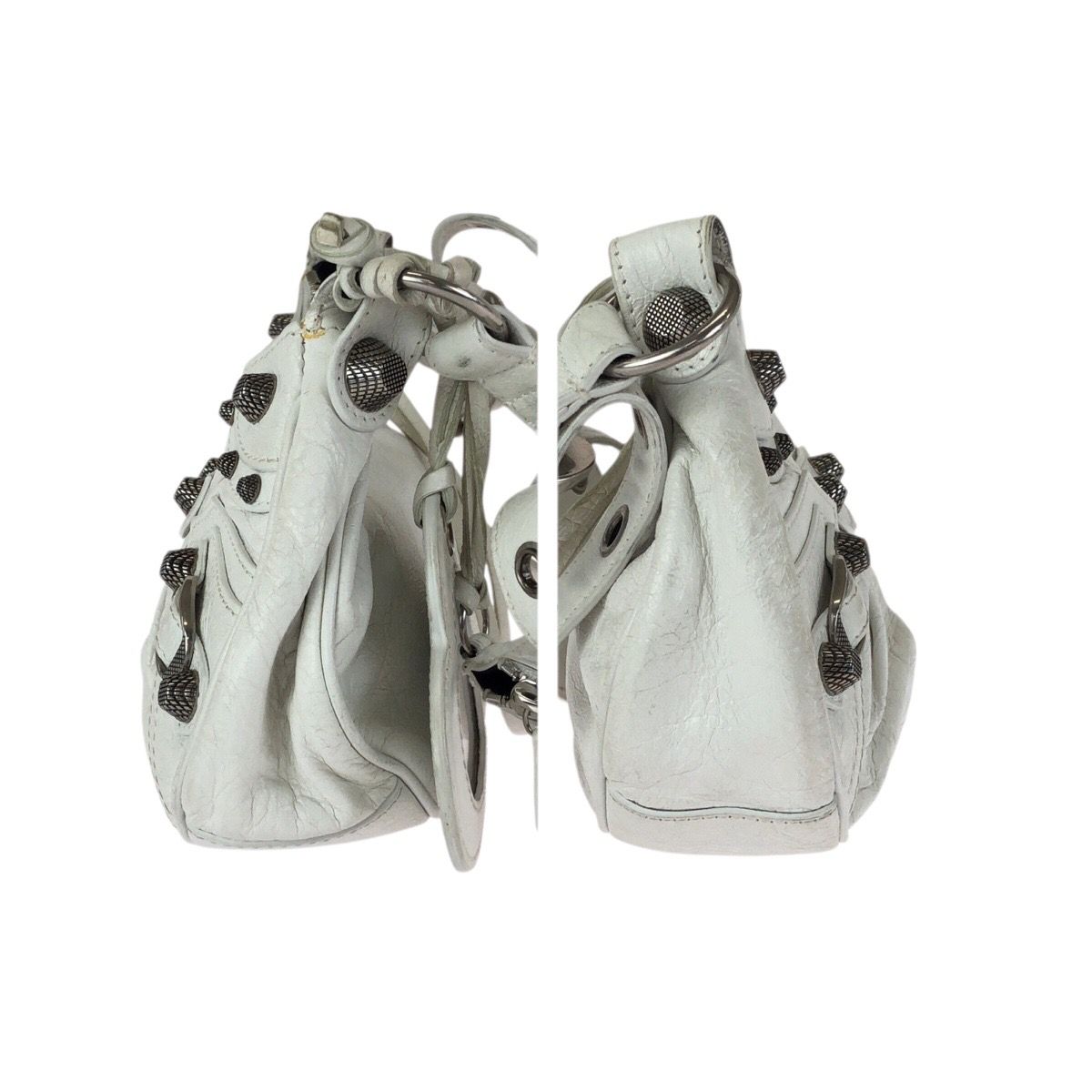 Balenciaga le Cagole XS White Silver Leather Shoulder Bag Pochette — view 8