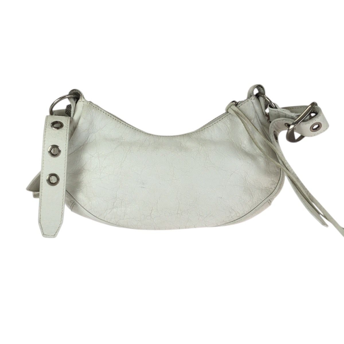 Balenciaga le Cagole XS White Silver Leather Shoulder Bag Pochette — view 2