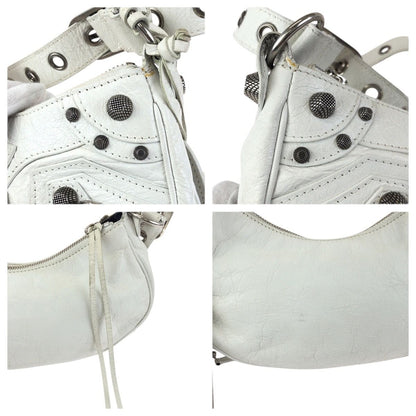 Balenciaga le Cagole XS White Silver Leather Shoulder Bag Pochette — view 5