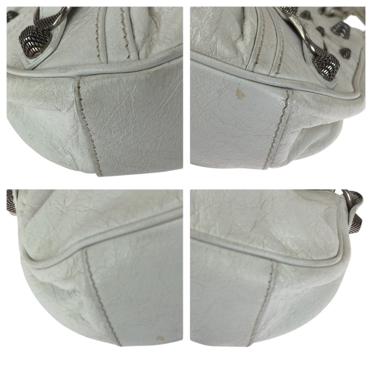Balenciaga le Cagole XS White Silver Leather Shoulder Bag Pochette — view 3