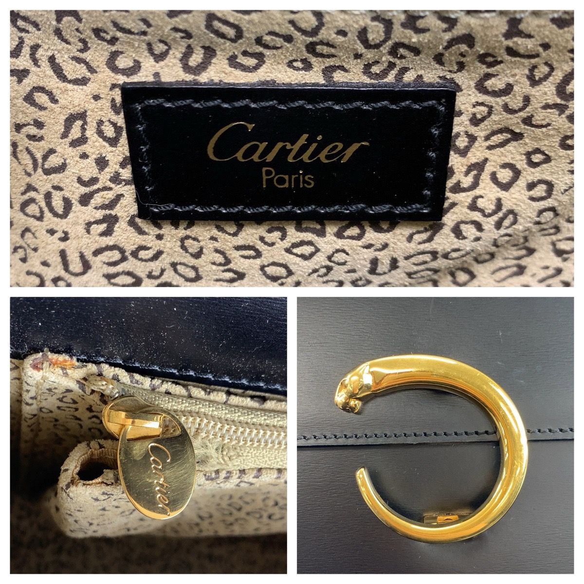 Cartier Panthère Black Gold Leather Handbag — view 3