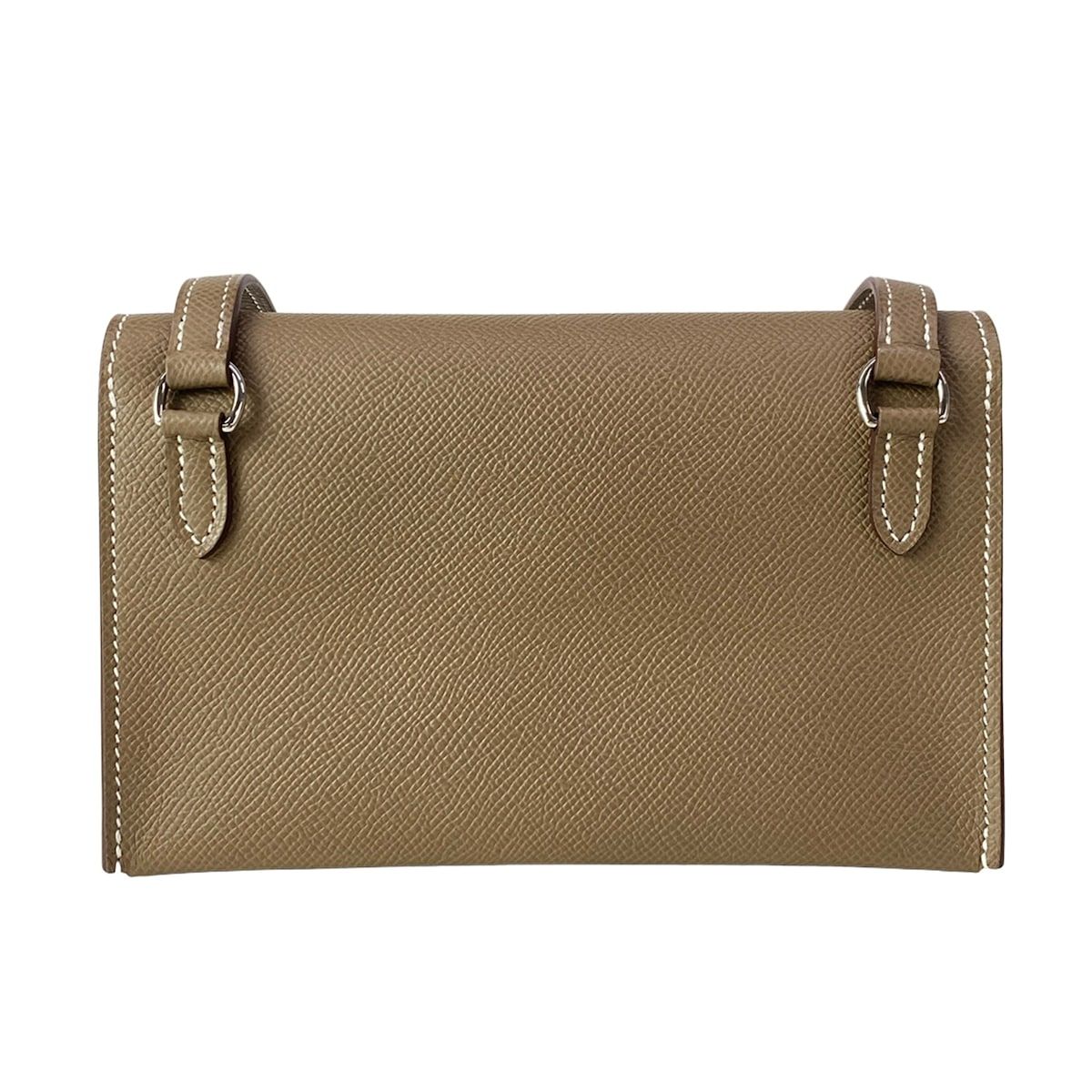 Hermes Wallet Nap to Go Etoupe Shoulder Silver — view 2