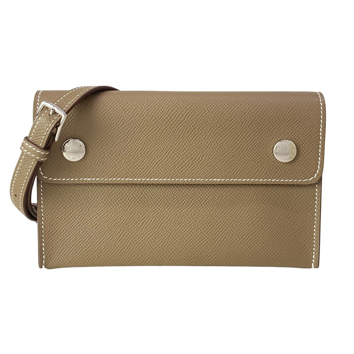 Hermes Wallet Nap to Go Etoupe Shoulder Silver