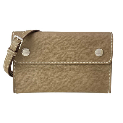 Hermes Wallet Nap to Go Etoupe Shoulder Silver