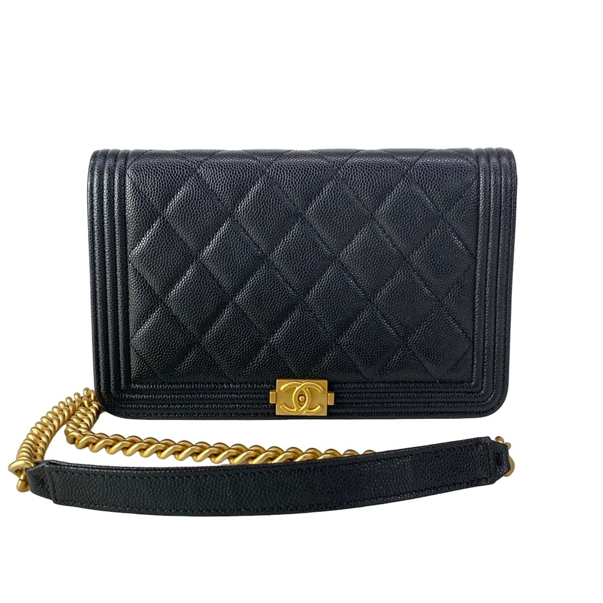 Chanel Wallet Black Matte Togo Metal