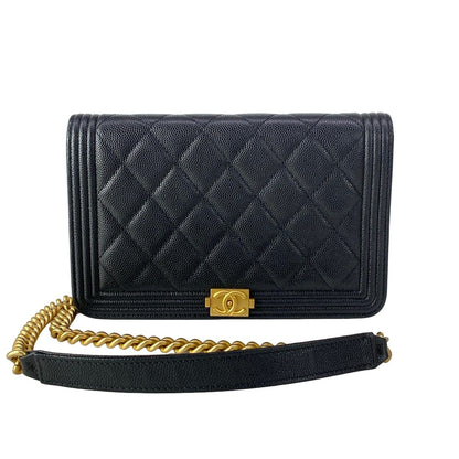 Chanel Wallet Black Matte Togo Metal