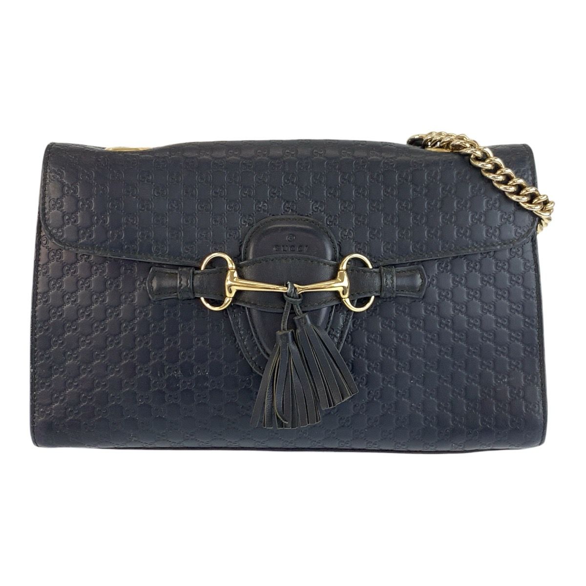 Gucci Micro Guccissima Emily Horsebit Navy Gold Chain Shoulder Bag