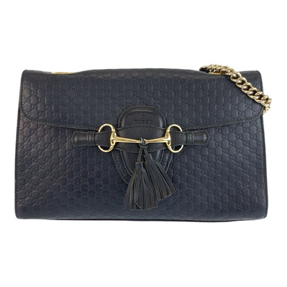 Gucci Micro Guccissima Emily Horsebit Navy Gold Chain Shoulder Bag