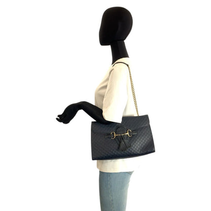 Gucci Micro Guccissima Emily Horsebit Navy Gold Chain Shoulder Bag — view 7