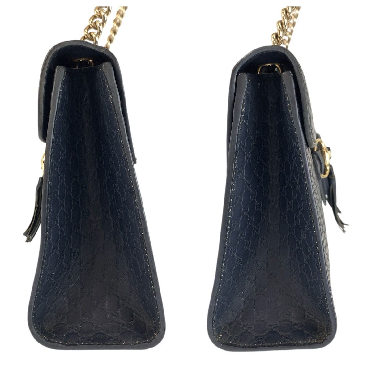 Gucci Micro Guccissima Emily Horsebit Navy Gold Chain Shoulder Bag — view 8