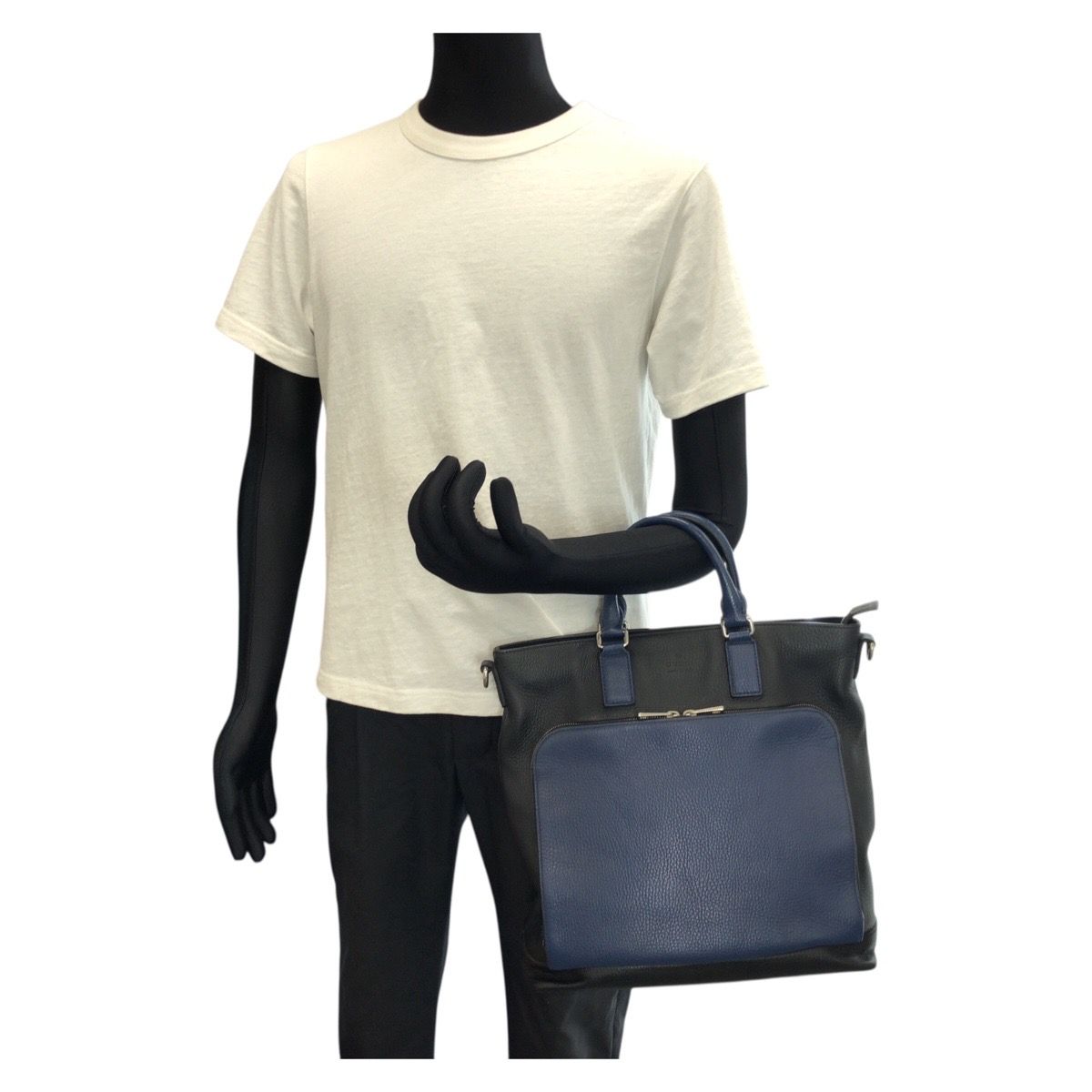 Gucci Cosmopolis 2-Way Navy Black Silver Leather Shoulder Bag — view 7