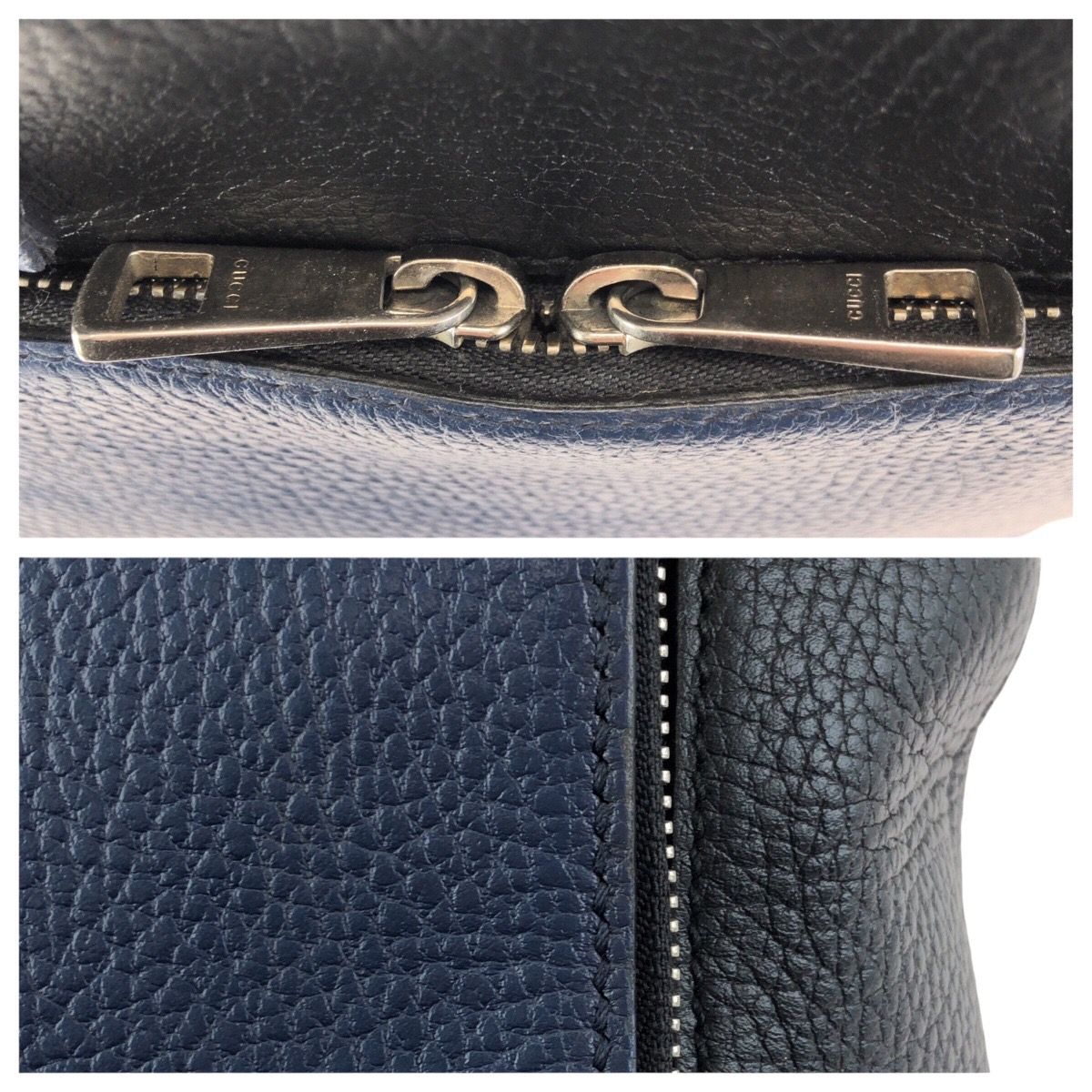 Gucci Cosmopolis 2-Way Navy Black Silver Leather Shoulder Bag — view 5