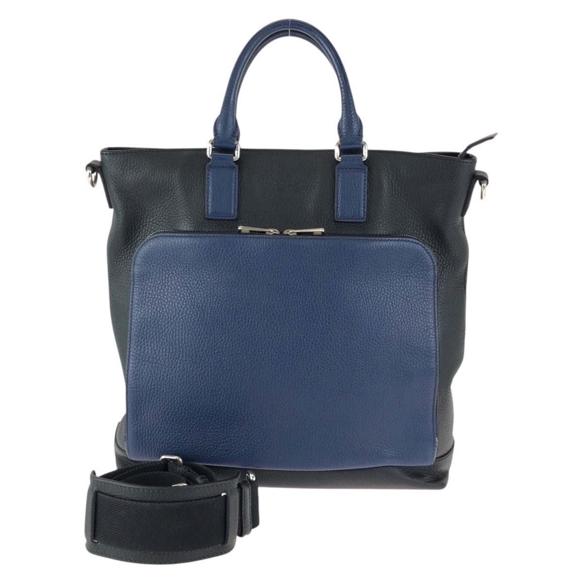 Gucci Cosmopolis 2-Way Navy Black Silver Leather Shoulder Bag