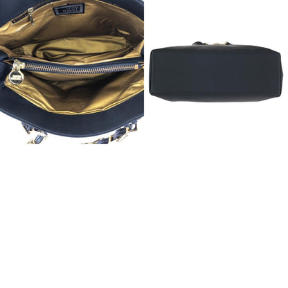 Versace Vintage Sunburst Black Gold Nylon Leather Shoulder Bag — view 9