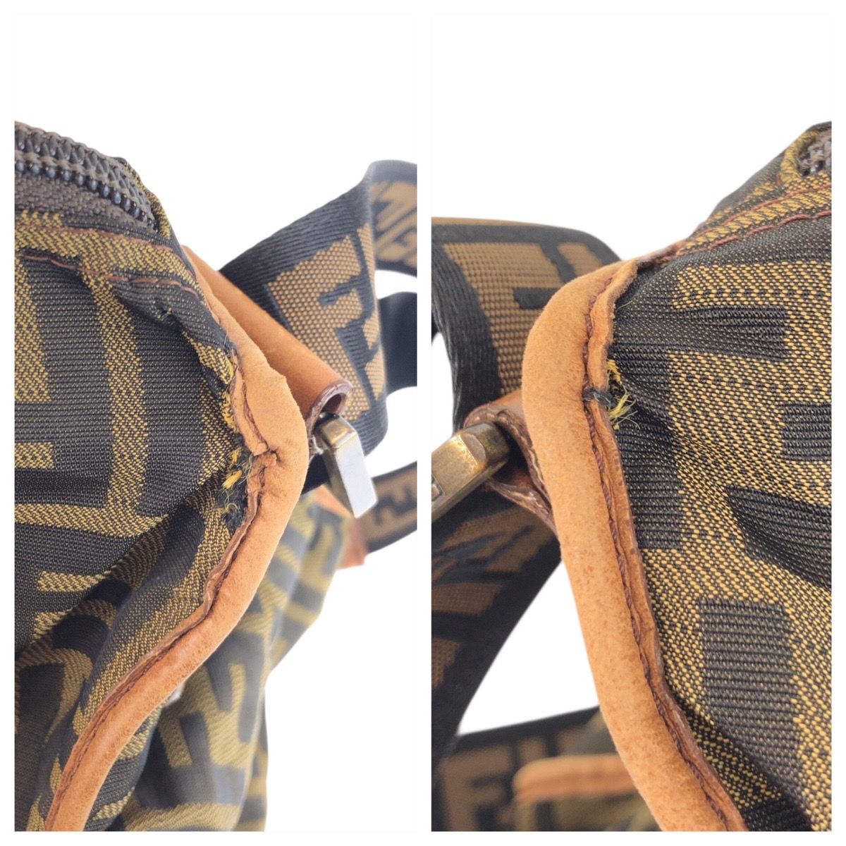 Fendi Zucca Brown Dark Nylon Leather Shoulder Bag — view 6