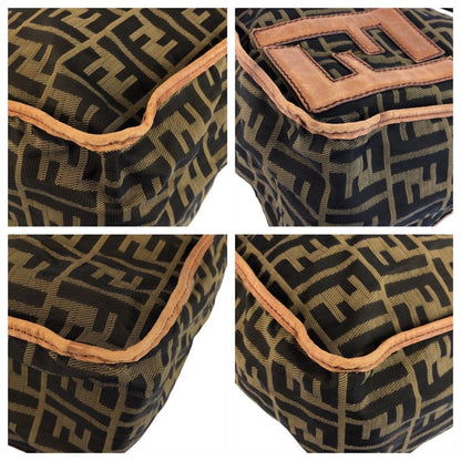 Fendi Zucca Brown Dark Nylon Leather Shoulder Bag — view 3