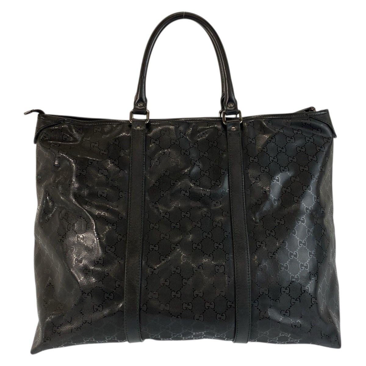 Gucci GG Supreme Black Leather Tote Boston Bag — view 2