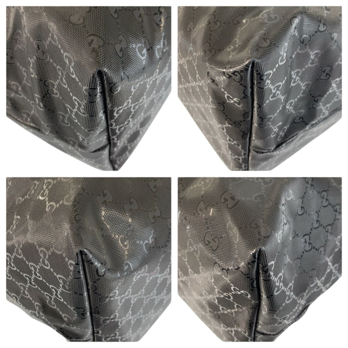 Gucci GG Supreme Black Leather Tote Boston Bag — view 4