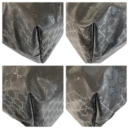 Gucci GG Supreme Black Leather Tote Boston Bag — view 4