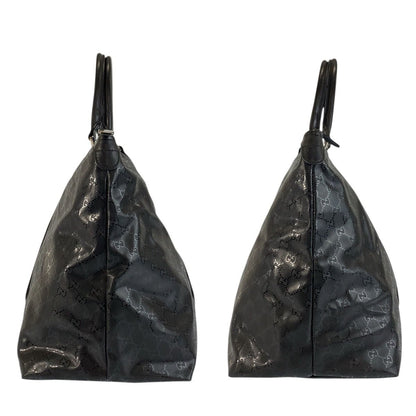 Gucci GG Supreme Black Leather Tote Boston Bag — view 7