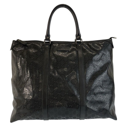 Gucci GG Supreme Black Leather Tote Boston Bag
