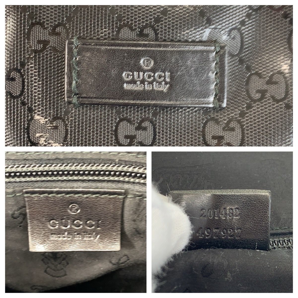 Gucci GG Supreme Black Leather Tote Boston Bag — view 3