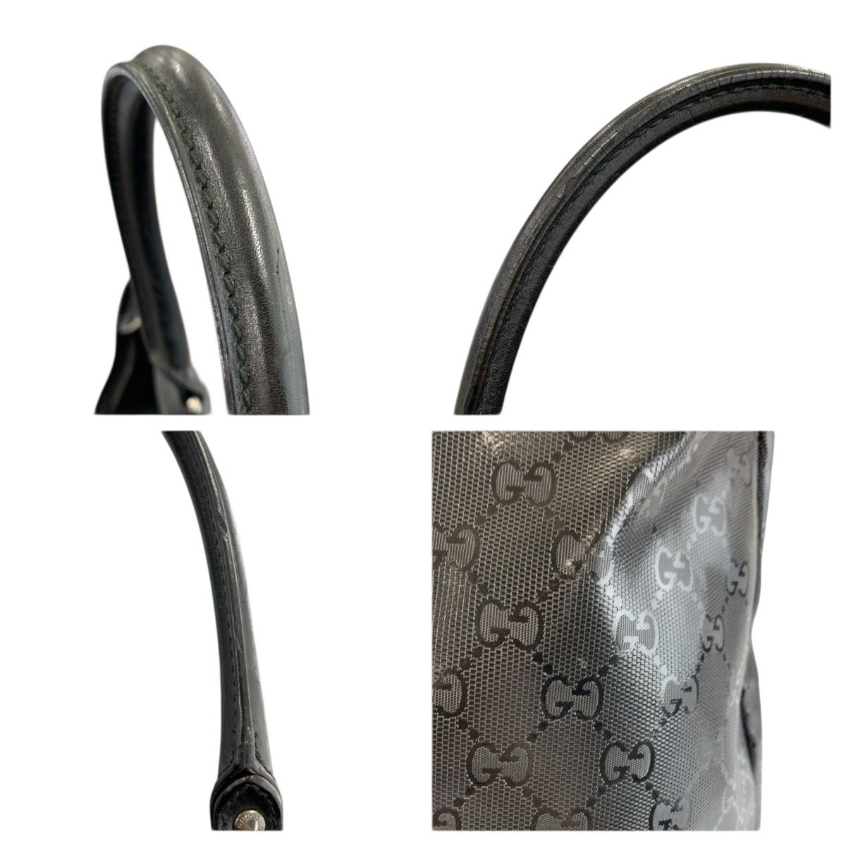 Gucci GG Supreme Black Leather Tote Boston Bag — view 5