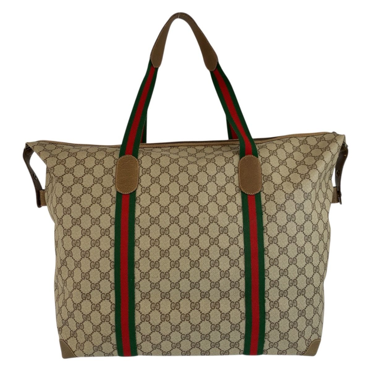 Gucci Sherry Line Beige Brown GG Supreme Canvas Boston Bag — view 2