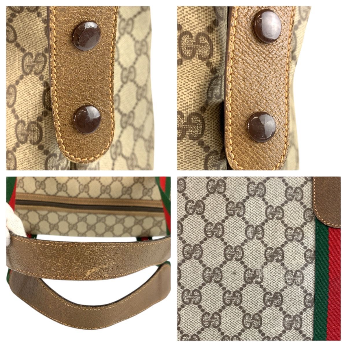 Gucci Sherry Line Beige Brown GG Supreme Canvas Boston Bag — view 5