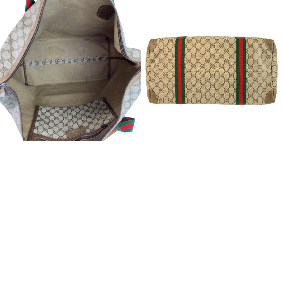 Gucci Sherry Line Beige Brown GG Supreme Canvas Boston Bag — view 9