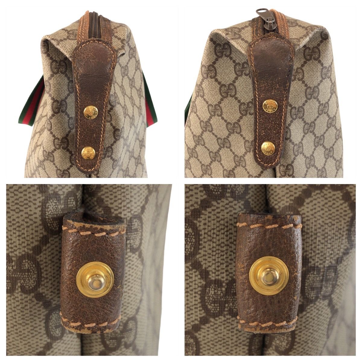 Gucci Vintage Sherry Line Beige Brown Gold GG Supreme Canvas Leather 012 39 — view 5