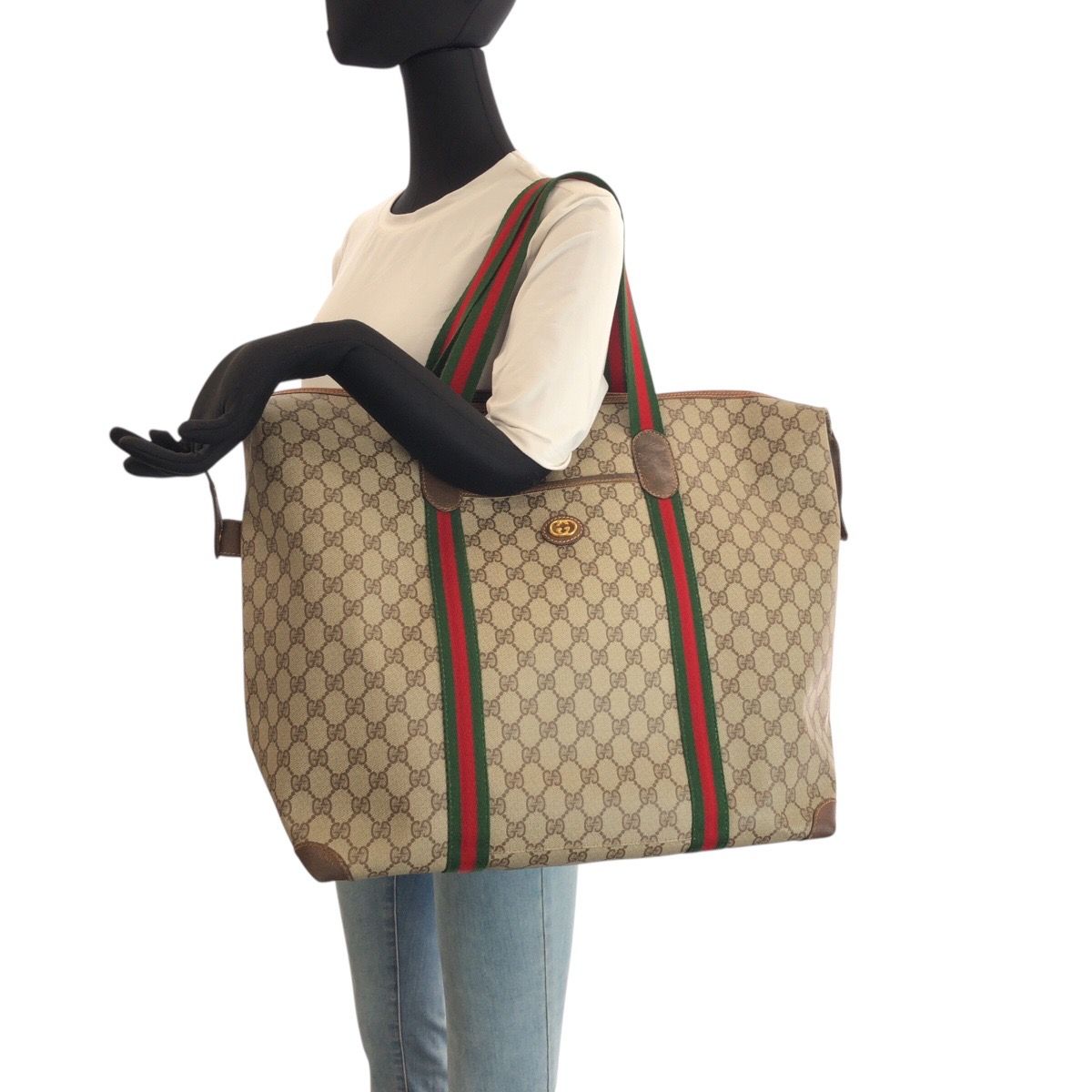 Gucci Vintage Sherry Line Beige Brown Gold GG Supreme Canvas Leather 012 39 — view 7