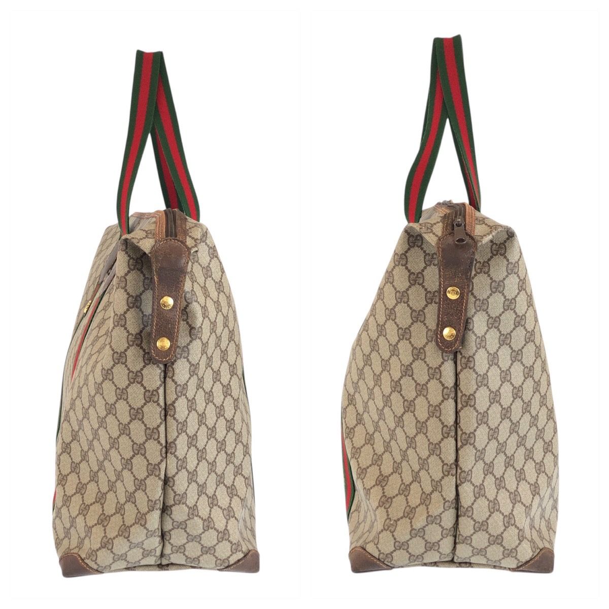 Gucci Vintage Sherry Line Beige Brown Gold GG Supreme Canvas Leather 012 39 — view 8