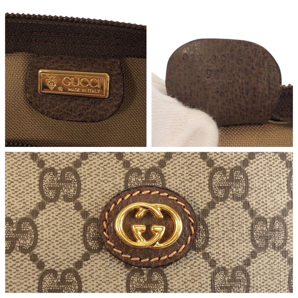 Gucci Vintage Sherry Line Beige Brown Gold GG Supreme Canvas Leather 012 39 — view 4