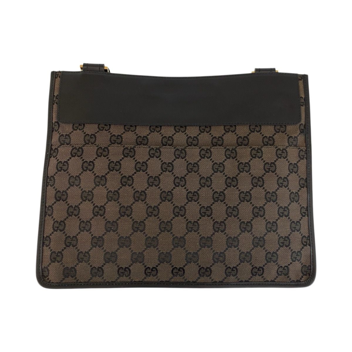 Gucci Brown Gold GG Canvas Leather Shoulder Bag — view 2