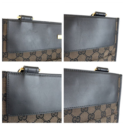 Gucci Brown Gold GG Canvas Leather Shoulder Bag — view 5