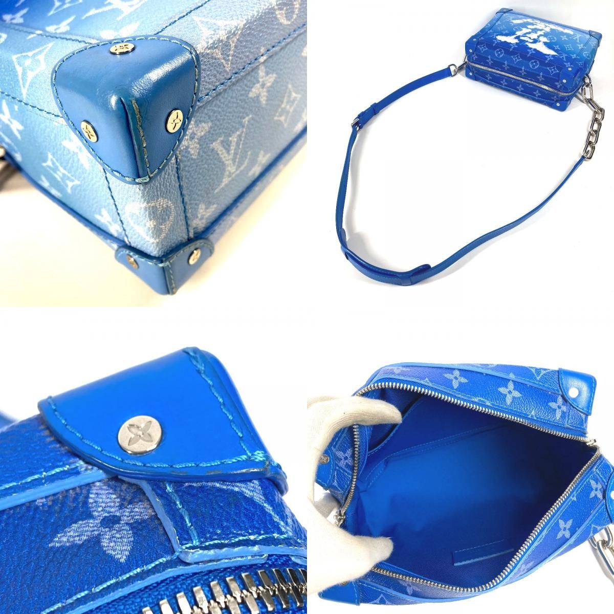Louis Vuitton Shoulder Bag Soft Trunk Leather Canvas Blue — view 7