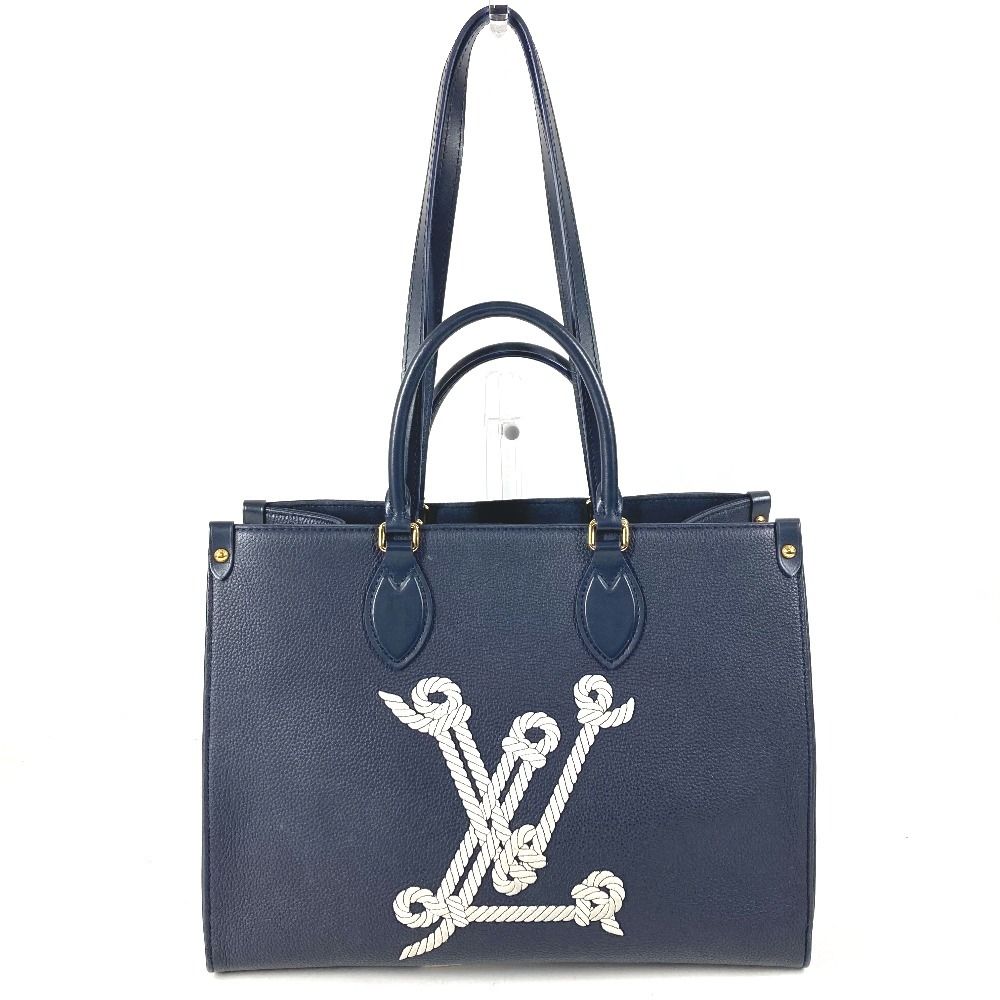 Louis Vuitton Shoulder Bag On The Go MM Leather Navy