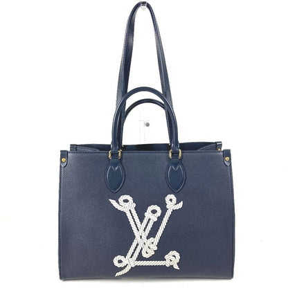 Louis Vuitton Shoulder Bag On The Go MM Leather Navy