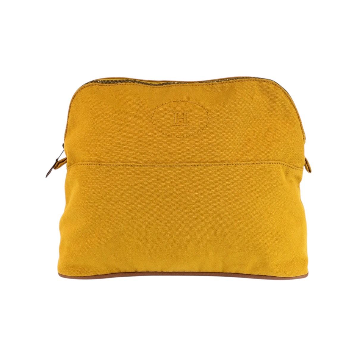 Hermes Bolide Yellow Master Gold Canvas Pouch Makeup