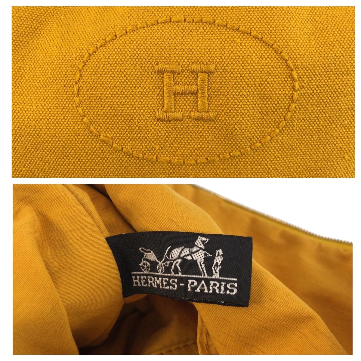 Hermes Bolide Yellow Master Gold Canvas Pouch Makeup — view 5