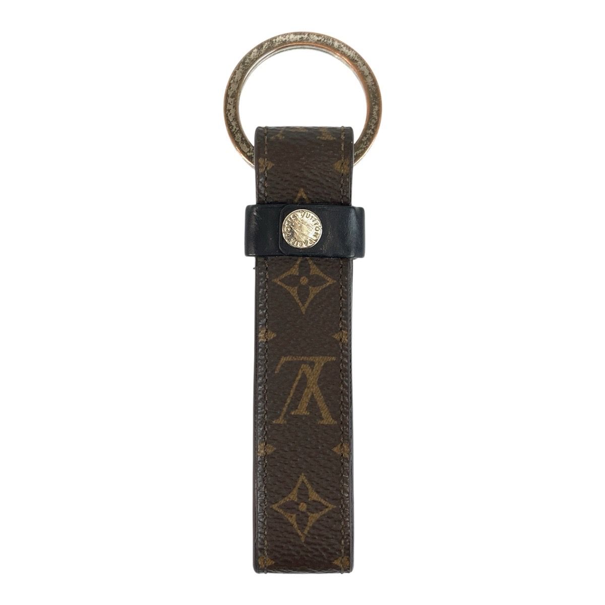 Louis Vuitton Monogram Key Holder LV Dragonne Brown Black Key Ring — view 2