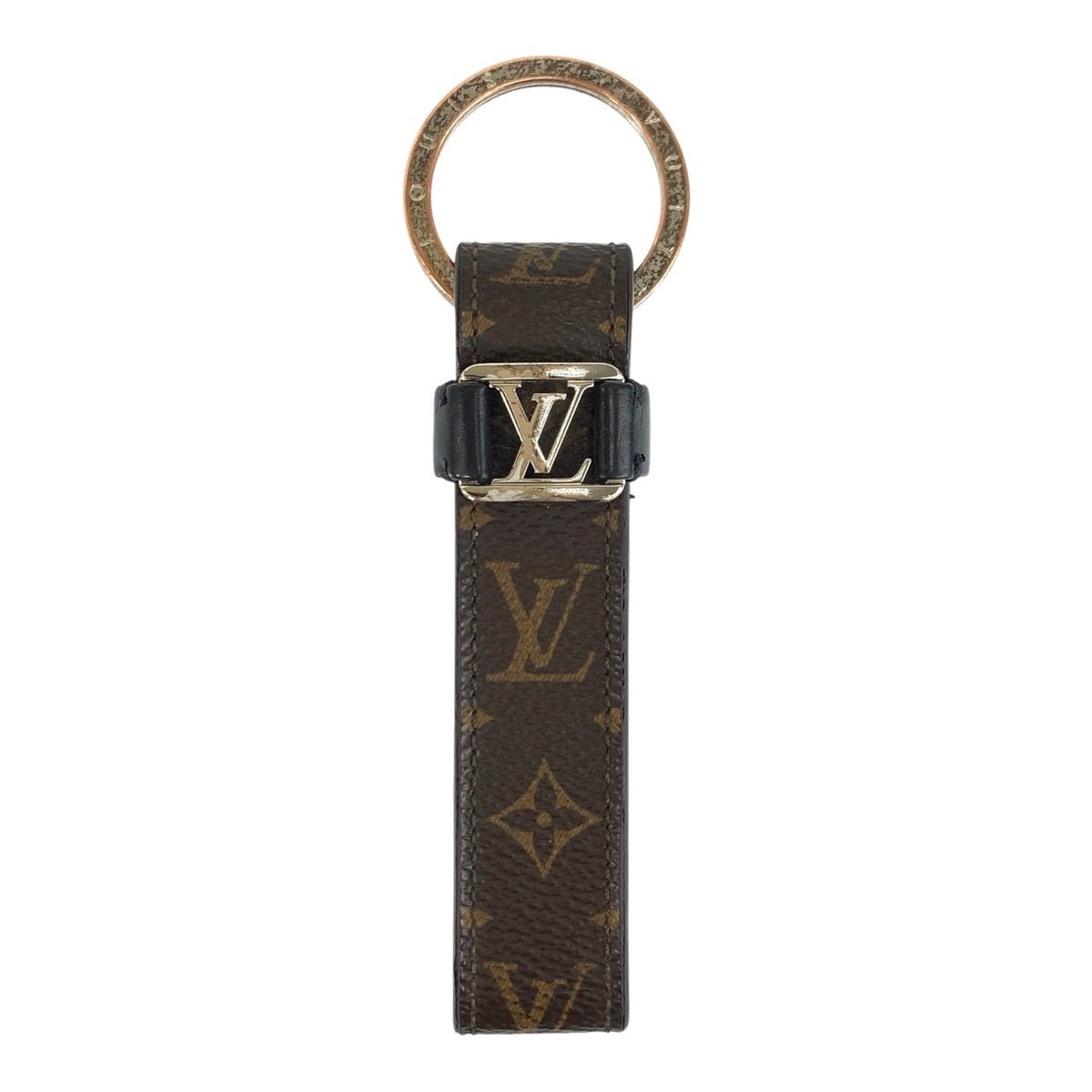 Louis Vuitton Monogram Key Holder LV Dragonne Brown Black Key Ring
