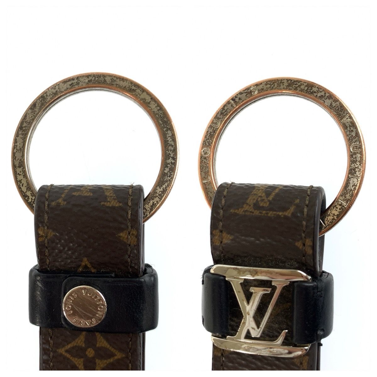 Louis Vuitton Monogram Key Holder LV Dragonne Brown Black Key Ring — view 5
